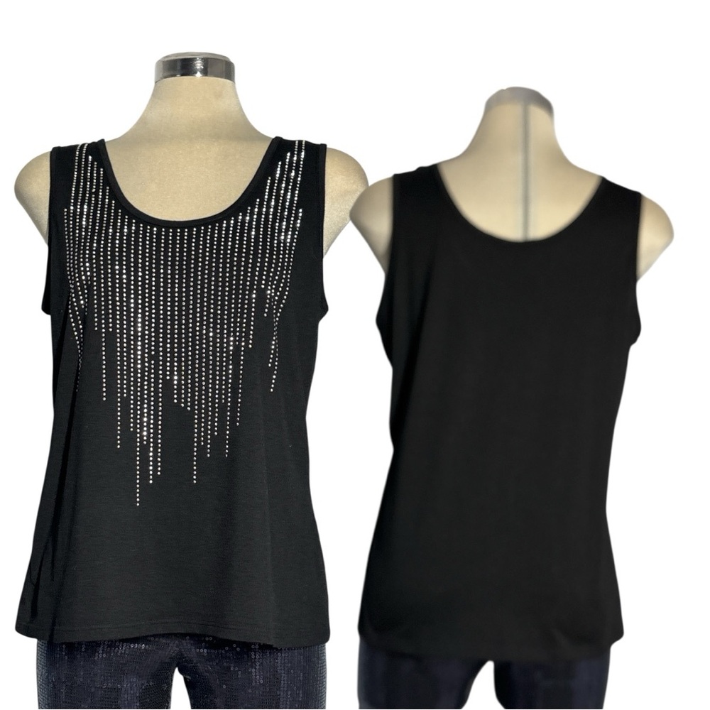 Chic Black Embellished Tank Top